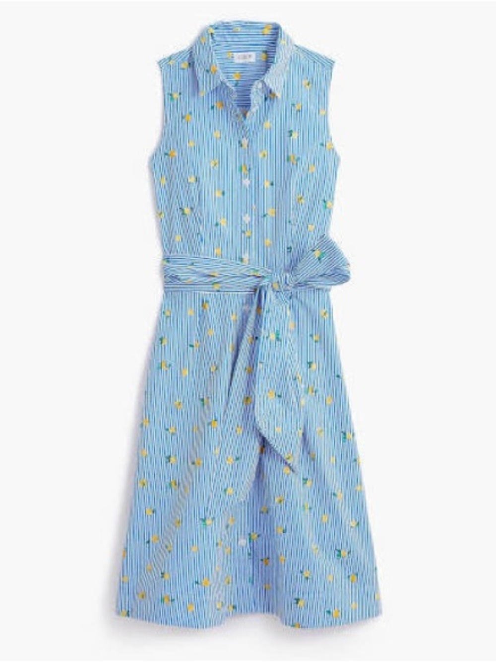 J. Crew Factory Lemon-print sleeveless tie-waist shirt-dress EUC